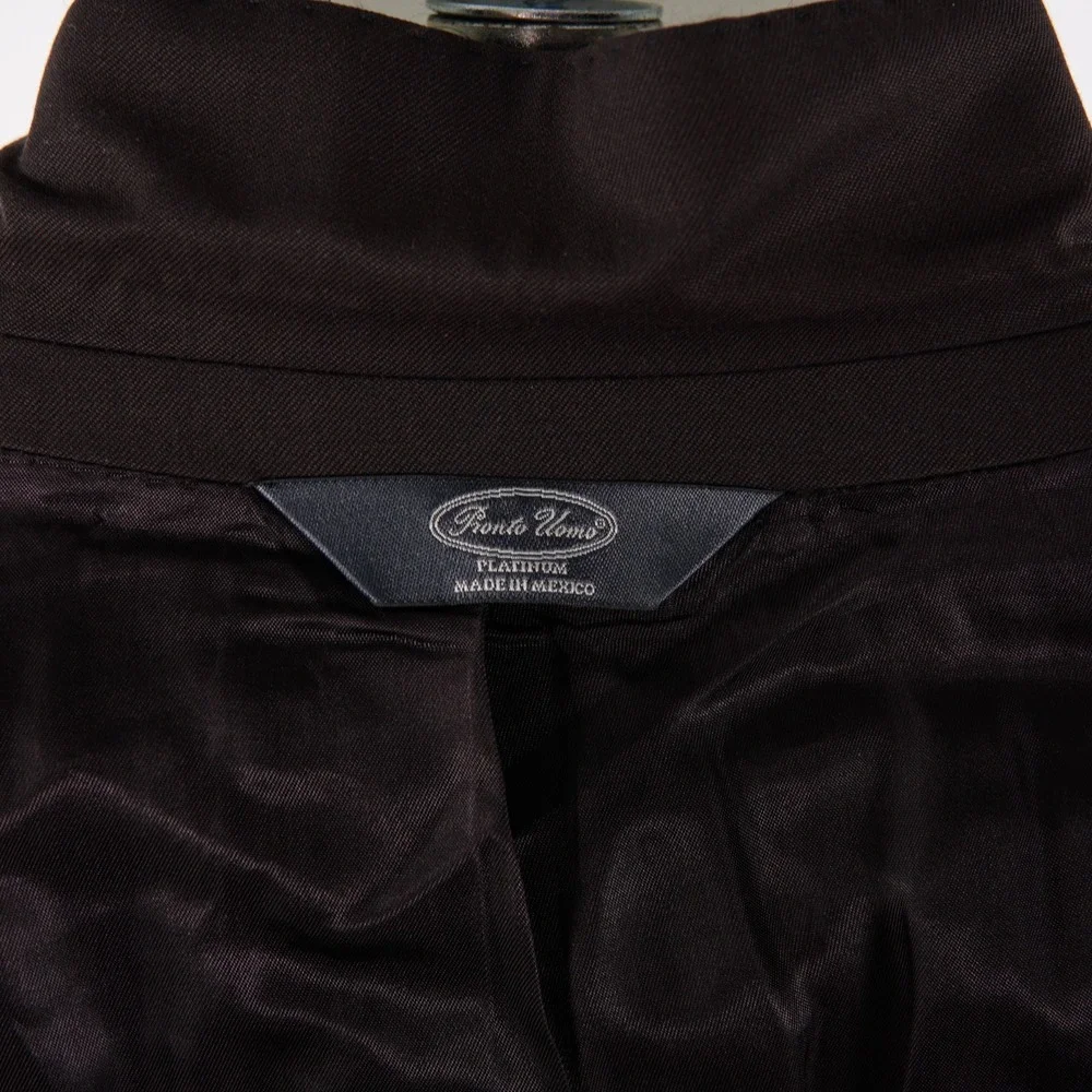 Pronto Uomo Platinum Super 120's Wool Chocolate Brown Suit Jacket 44R Tagged 46R